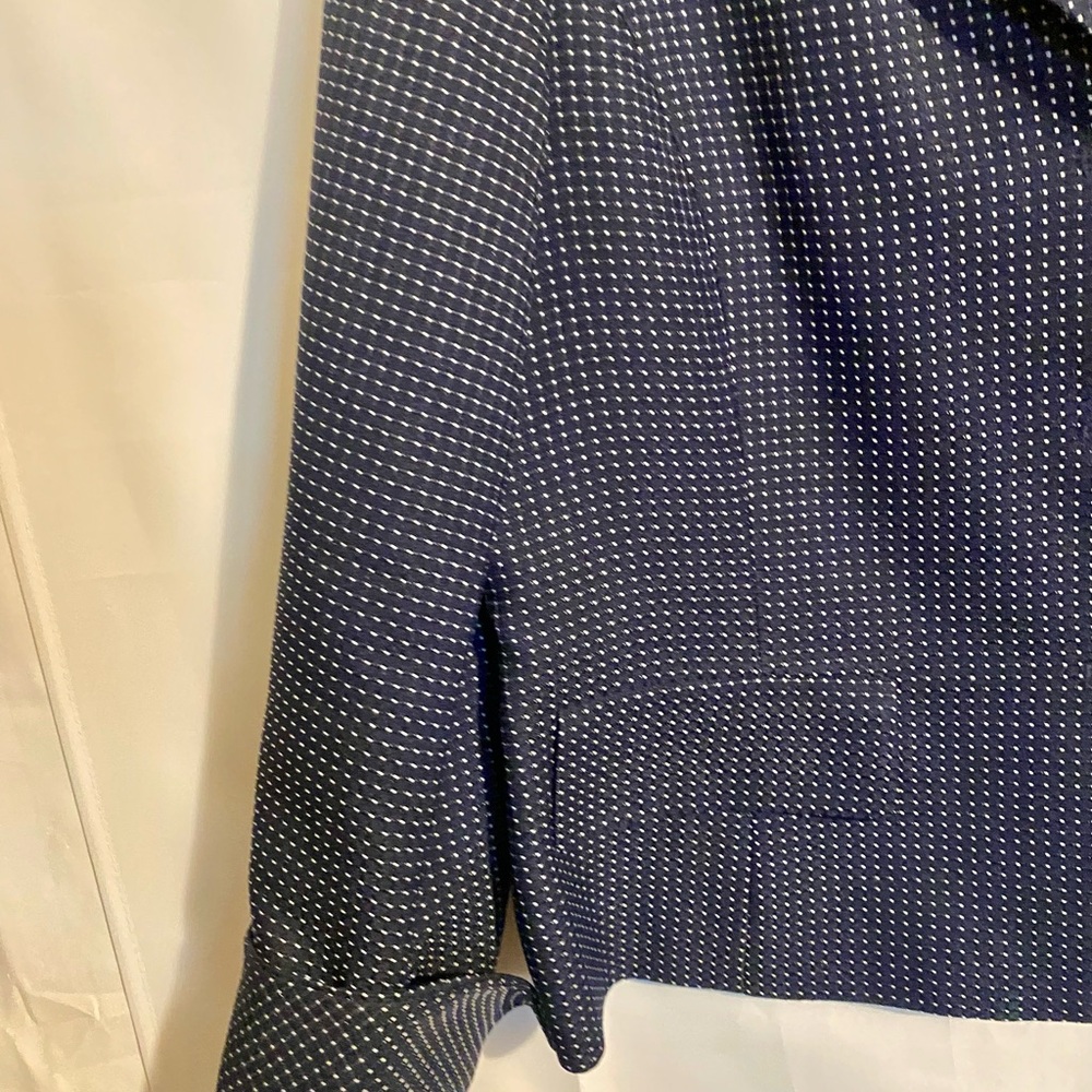 Kasper Women's 2-Piece Blue with White Polka Dots Skirt Suit Set Size 14 Midi - Picture 9 of 16